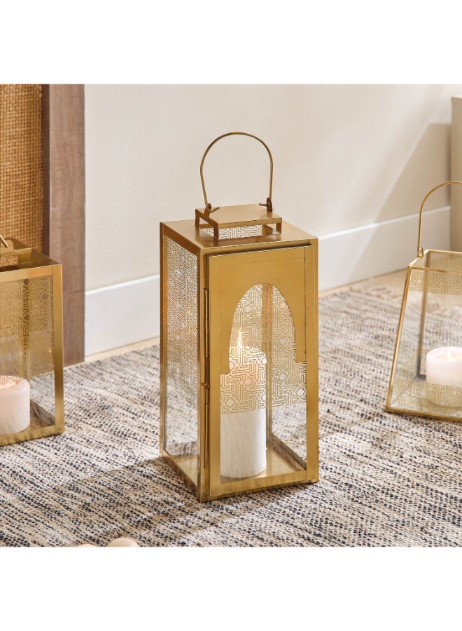 Home Box Skyline Mirage Metal Lantern with Glass - 15x15x33 cm - Image 1